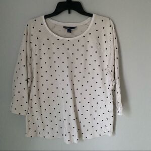 Karen Scott Women’s Crew Neck Cotton 3/4 Sleeve Polka Dot Top